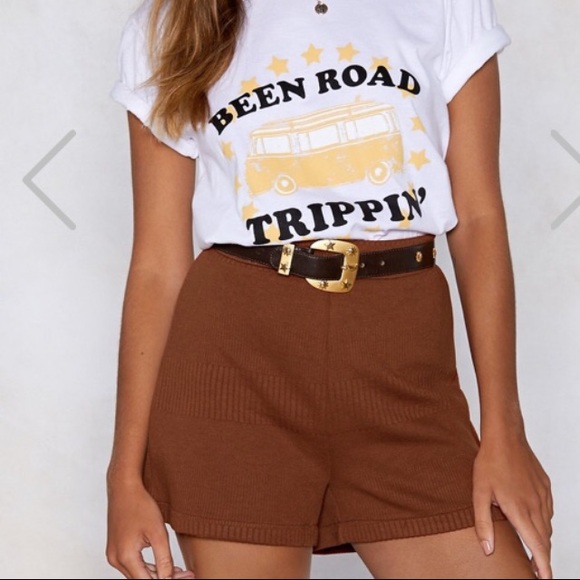 Nasty Gal Pants - Nasty Gal Ribbed Knit High Waisted Shorts